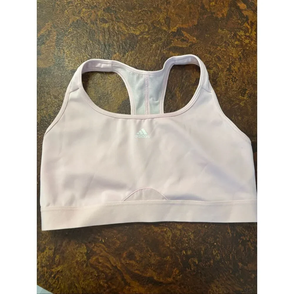 Adidas Powerreact Training Sports Bra Large Baby Pink Gently Worn - Picture 7 of 7